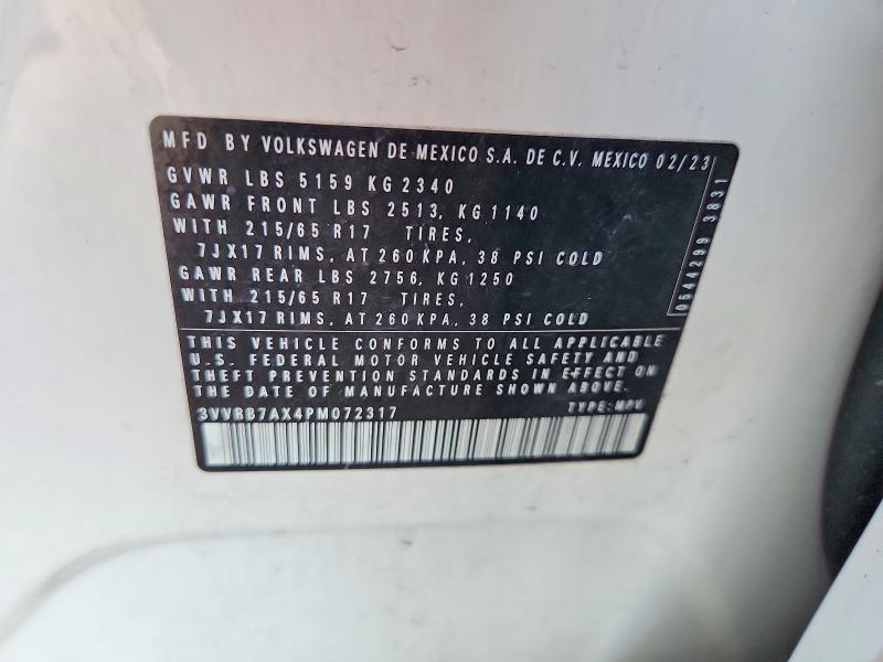 62330156 :رقم المزاد ، 3VVRB7AX4PM072317 vin ، 2023 Volkswagen Tiguan مزاد بيع