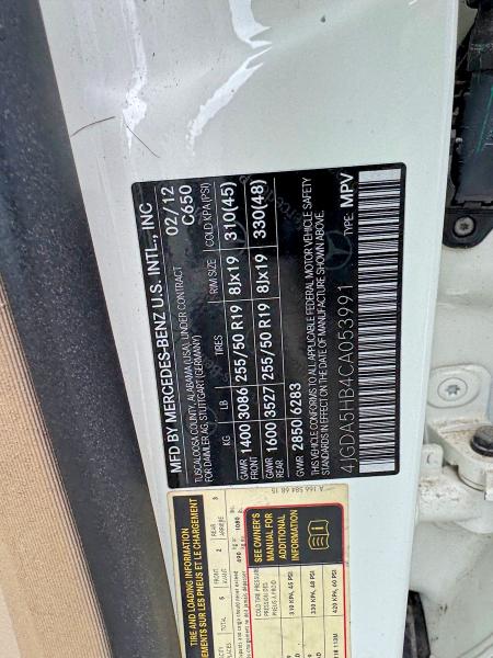 Продаж на аукціоні авто 2012 Mercedes-benz Ml, vin: 4JGDA5HB4CA053991, номер лоту: 63337036