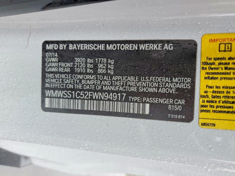 Aukcja sprzedaży 2015 Mini Cooper, vin: WMWSS1C52FWN94917, numer aukcji: 59358676
