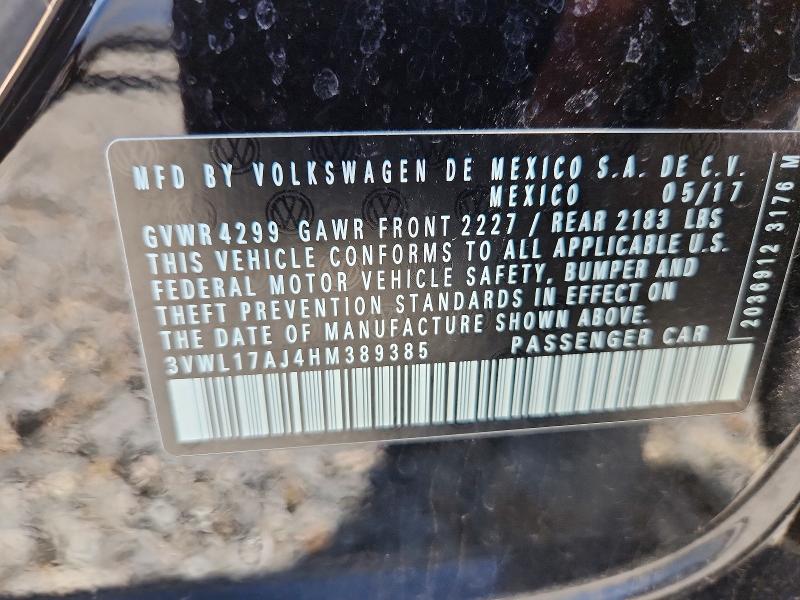 Aukcja sprzedaży 2017 Volkswagen Jetta, vin: 3VWL17AJ4HM389385, numer aukcji: 60206456