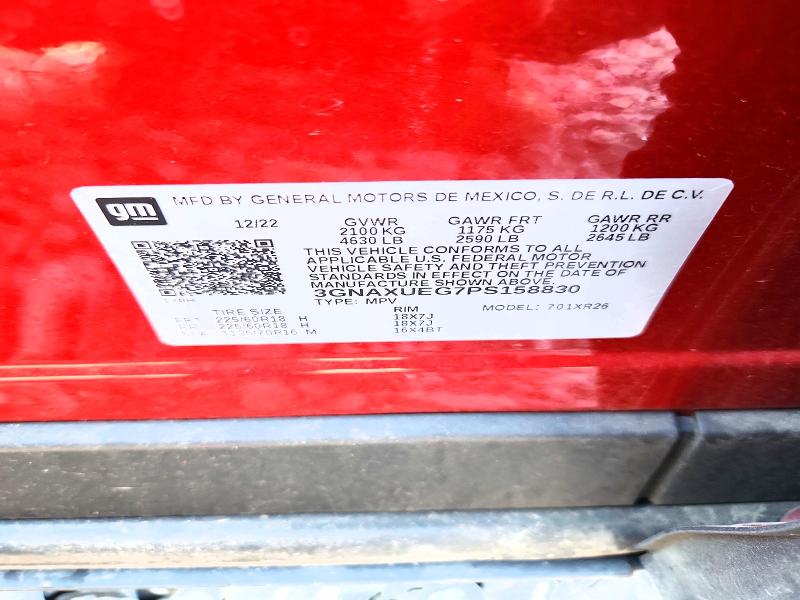 2023 Chevrolet Equinox მანქანა იყიდება აუქციონზე, vin: 3GNAXUEG7PS158830, აუქციონის ნომერი: 60650486