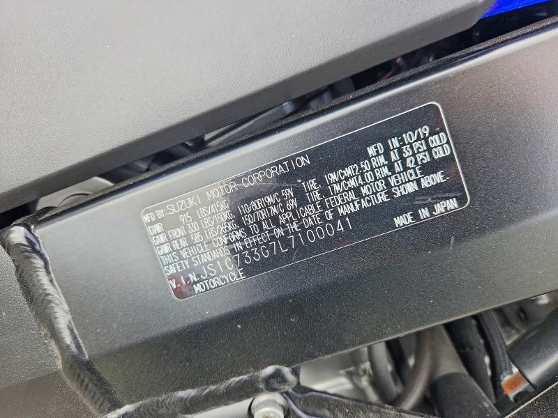 Aukcja sprzedaży 2020 Suzuki Dl650, vin: JS1C733G7L7100041, numer aukcji: 60822926