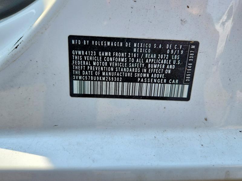 Aukcja sprzedaży 2019 Volkswagen Jetta, vin: 3VWC57BU9KM259302, numer aukcji: 61926376