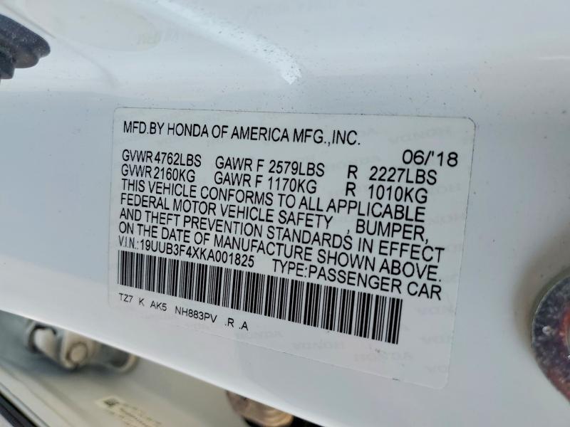 62483946 :رقم المزاد ، 19UUB3F4XKA001825 vin ، 2019 Acura Tlx مزاد بيع