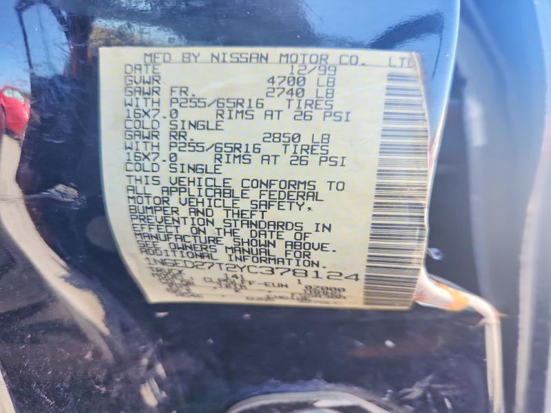 Aukcja sprzedaży 2000 Nissan Frontier, vin: 1N6ED27T2YC378124, numer aukcji: 61378216