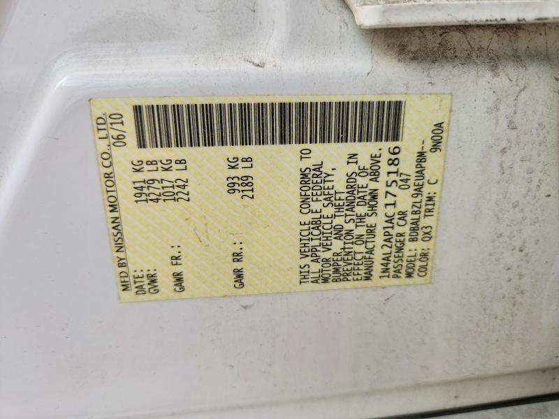 Aukcja sprzedaży 2010 Nissan Altima, vin: 1N4AL2AP1AC175186, numer aukcji: 63033676