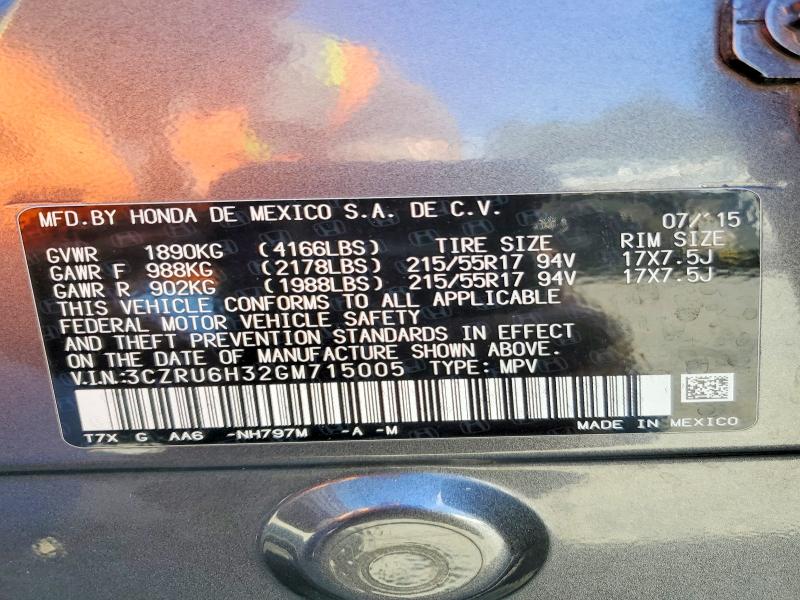 Aukcja sprzedaży 2016 Honda Hr-v, vin: 3CZRU6H32GM715005, numer aukcji: 62541766