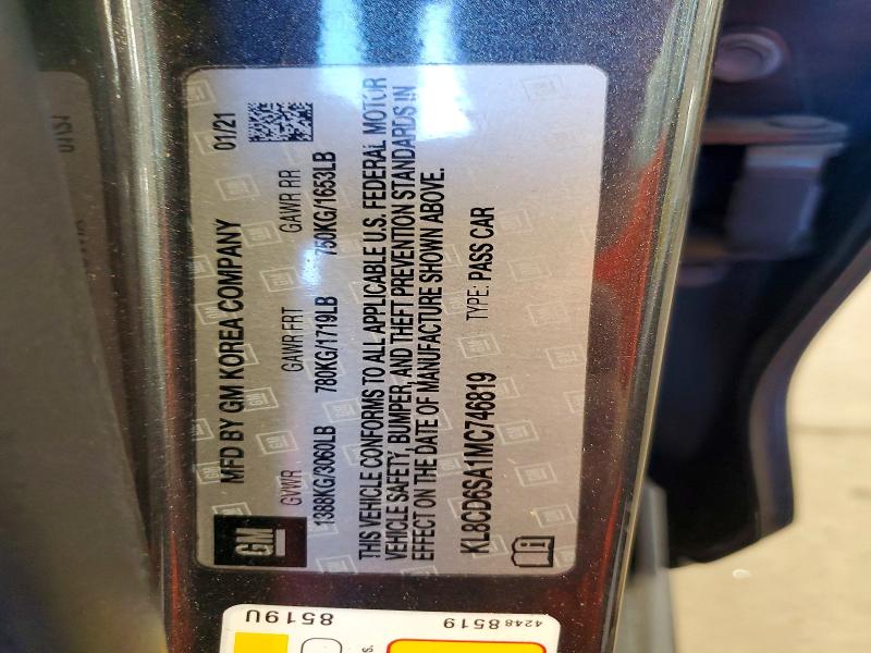 2021 Chevrolet Spark მანქანა იყიდება აუქციონზე, vin: KL8CD6SA1MC746819, აუქციონის ნომერი: 61070306