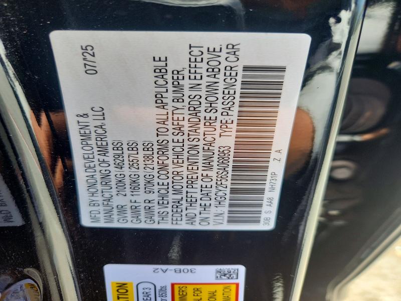 60248066 :رقم المزاد ، 1HGCY2F56SA068953 vin ، 2025 Honda Accord مزاد بيع