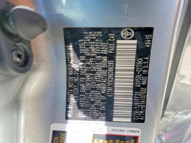 62529886 :رقم المزاد ، 4T1BF1FK2HU386295 vin ، 2017 Toyota Camry مزاد بيع