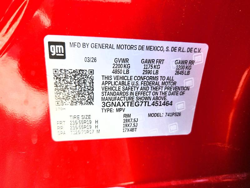 63373696 :رقم المزاد ، 3GNAXTEG7TL451464 vin ، 2026 Chevrolet Equinox مزاد بيع