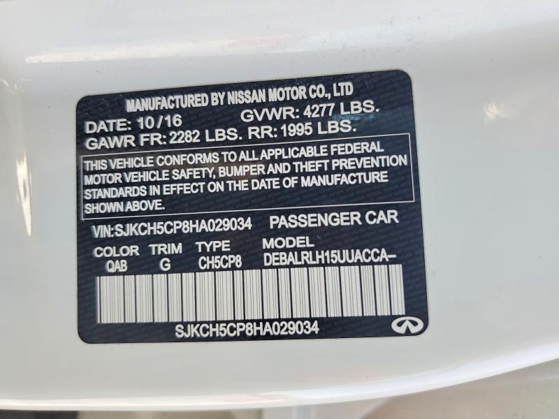 Продаж на аукціоні авто 2017 Infiniti Qx30, vin: SJKCH5CP8HA029034, номер лоту: 62345636