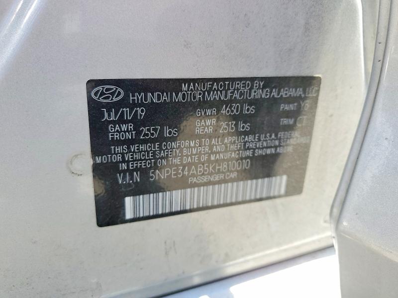 Aukcja sprzedaży 2019 Hyundai Sonata, vin: 5NPE34AB5KH810010, numer aukcji: 85973555