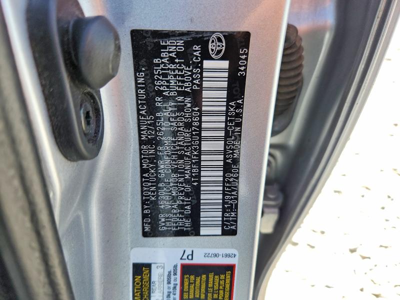 62505966 :رقم المزاد ، 4T1BF1FK3GU178604 vin ، 2016 Toyota Camry مزاد بيع