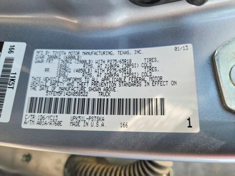 Продажа на аукционе авто 2013 Toyota Tundra, vin: 5TFEM5F14DX058522, номер лота: 62884496