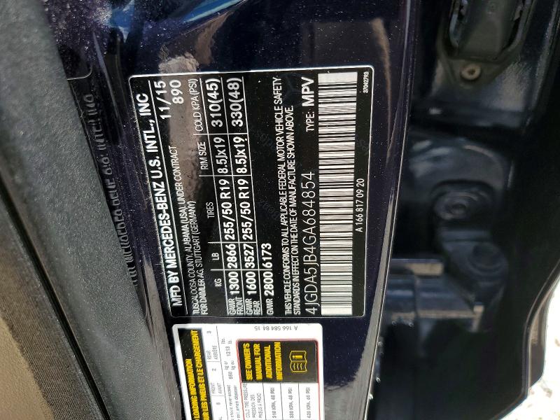 Aukcja sprzedaży 2016 Mercedes-benz Gle, vin: 4JGDA5JB4GA684854, numer aukcji: 62417526