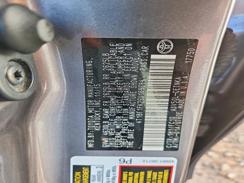 59221926 :رقم المزاد ، 4T1BF1FK2GU169084 vin ، 2016 Toyota Camry مزاد بيع