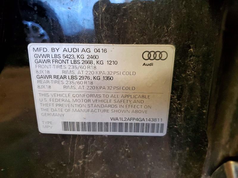 62752576 :رقم المزاد ، WA1L2AFP4GA143811 vin ، 2016 Audi Q5 مزاد بيع