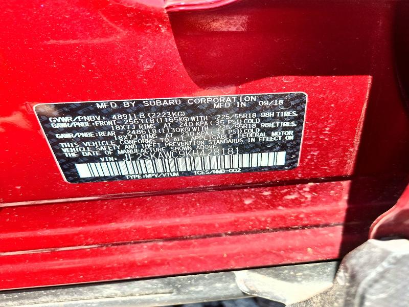 Продажа на аукционе авто 2019 Subaru Forester, vin: JF2SKAWC9KH428181, номер лота: 59894556
