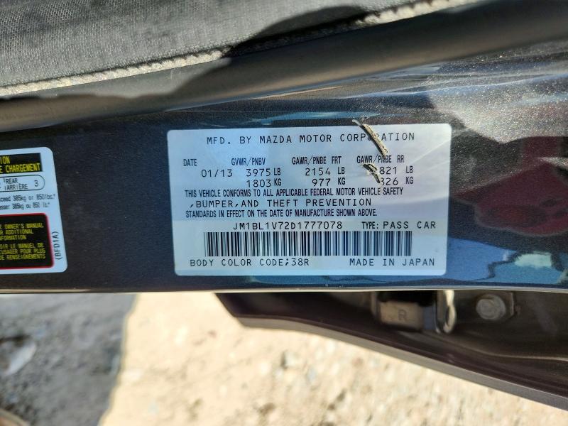 Aukcja sprzedaży 2013 Mazda 3, vin: JM1BL1V72D1777078, numer aukcji: 60402056