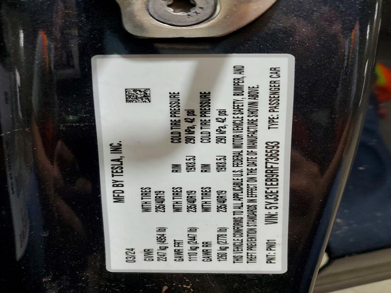 Продажа на аукционе авто 2024 Tesla Model 3, vin: 5YJ3E1EB9RF736593, номер лота: 60047306