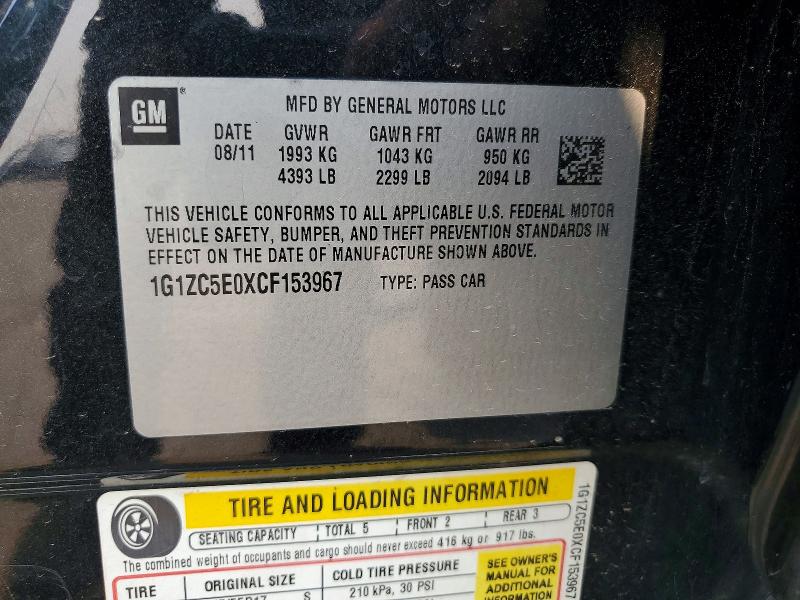 Aukcja sprzedaży 2012 Chevrolet Malibu, vin: 1G1ZC5E0XCF153967, numer aukcji: 63231086
