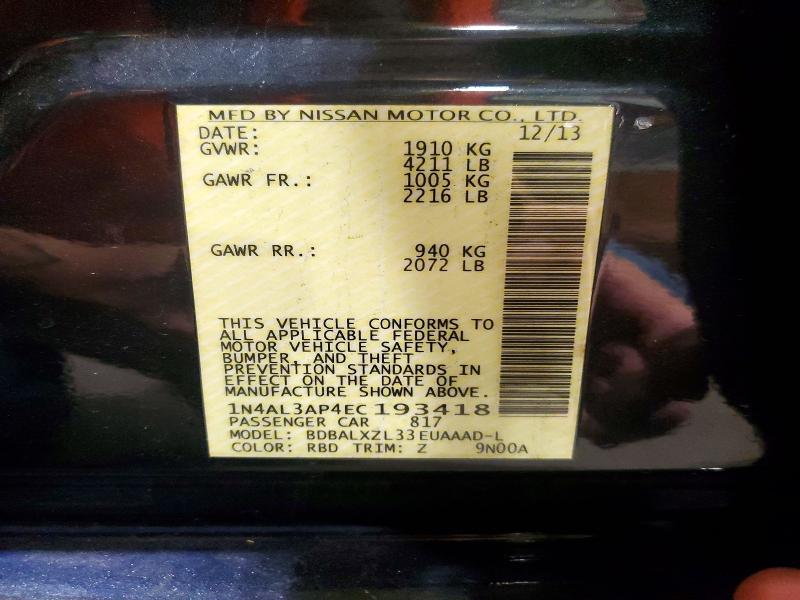 Aukcja sprzedaży 2014 Nissan Altima, vin: 1N4AL3AP4EC193418, numer aukcji: 61167486