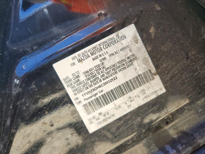 85987125 :رقم المزاد ، 1YVHZ8DH6C5M32522 vin ، 2012 Mazda 6 مزاد بيع