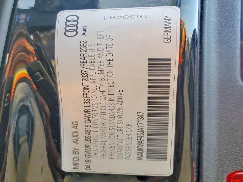 Aukcja sprzedaży 2018 Audi A4, vin: WAUKMAF45JA171347, numer aukcji: 60404586
