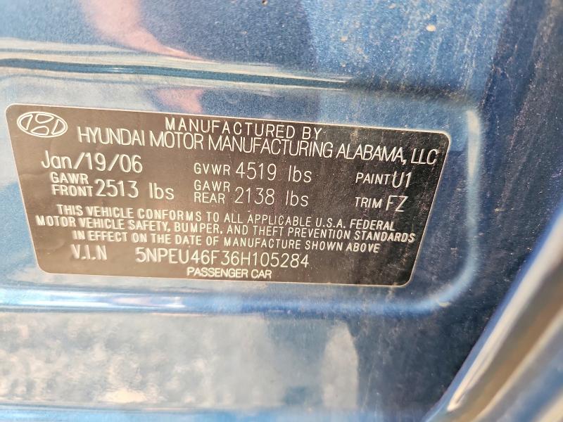 85617775 :رقم المزاد ، 5NPEU46F36H105284 vin ، 2006 Hyundai Sonata مزاد بيع