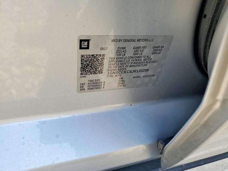 Aukcja sprzedaży 2018 Chevrolet Tahoe, vin: 1GNSCCKC6JR133259, numer aukcji: 61617266