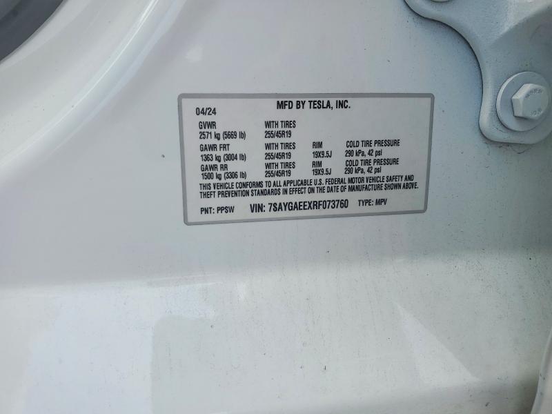 Продаж на аукціоні авто 2024 Tesla Model Y, vin: 7SAYGAEEXRF073760, номер лоту: 61306166