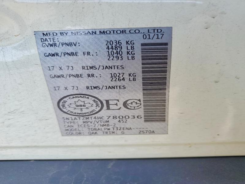 Продаж на аукціоні авто 2017 Nissan Rogue, vin: 5N1AT2MT4HC780036, номер лоту: 58961696