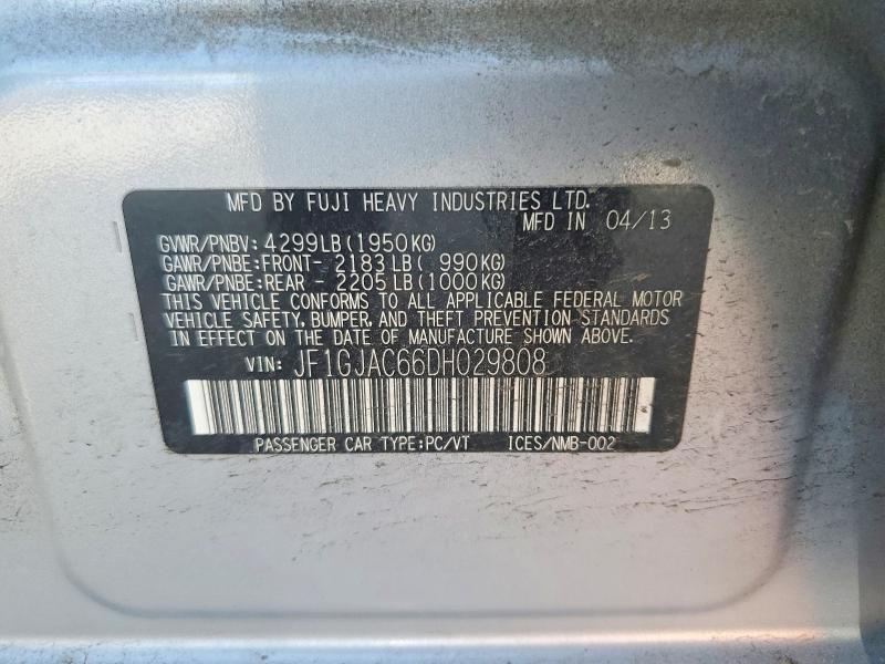 Aukcja sprzedaży 2013 Subaru Impreza, vin: JF1GJAC66DH029808, numer aukcji: 60831806