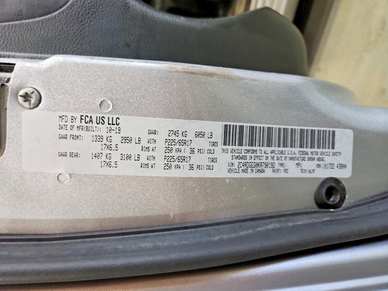 Продажа на аукционе авто 2019 Dodge Grand Caravan, vin: 2C4RDGEG0KR790192, номер лота: 62650286