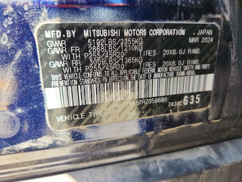 61641376 :رقم المزاد ، JA4J3VA87RZ056680 vin ، 2024 Mitsubishi Outlander مزاد بيع