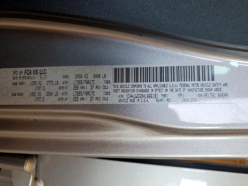2017 Jeep Wrangler Unlimited მანქანა იყიდება აუქციონზე, vin: 1C4HJWDG9HL666181, აუქციონის ნომერი: 61442346