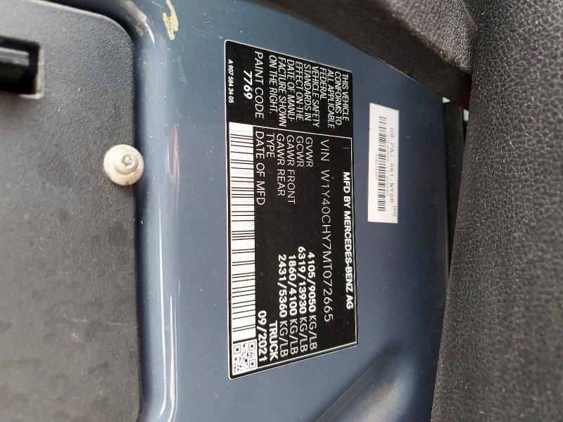 Aukcja sprzedaży 2021 Mercedes-benz Splinter, vin: W1Y40CHY7MT072665, numer aukcji: 59258166