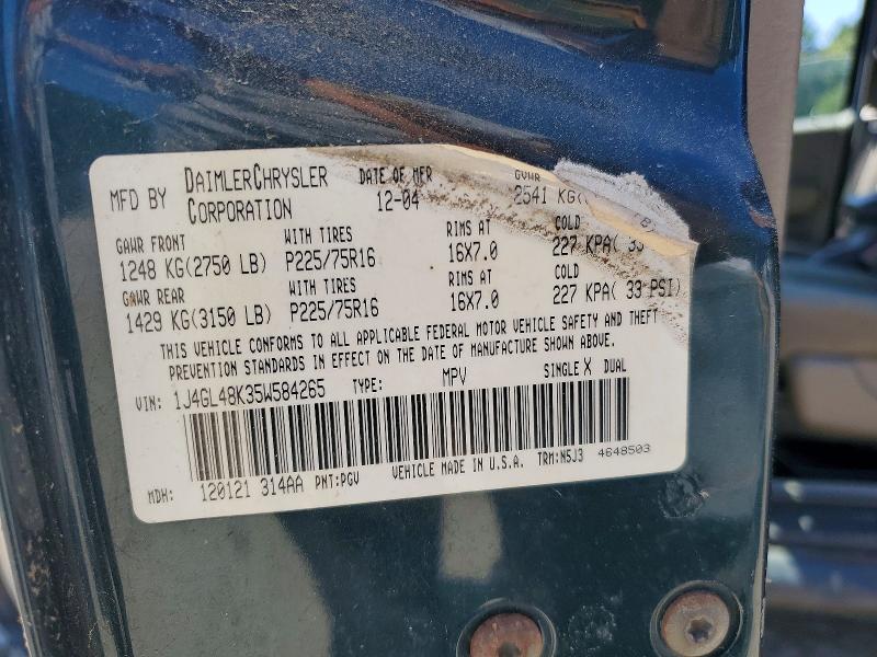 Продажа на аукционе авто 2005 Jeep Liberty, vin: 1J4GL48K35W584265, номер лота: 61654276