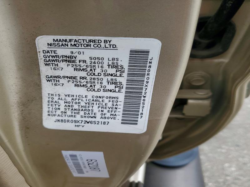 2002 Nissan Pathfinder მანქანა იყიდება აუქციონზე, vin: JN8DR09X72W652187, აუქციონის ნომერი: 62105296
