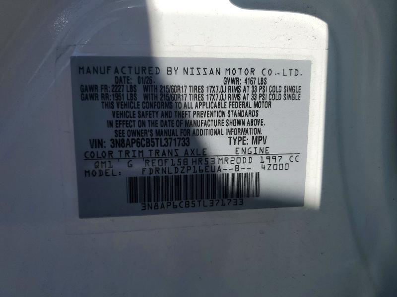 59742196 :رقم المزاد ، 3N8AP6CB5TL371733 vin ، 2026 Nissan Kicks مزاد بيع