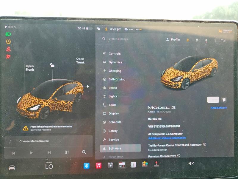 60952246 :رقم المزاد ، 5YJ3E1EA9KF208291 vin ، 2019 Tesla Model 3 مزاد بيع