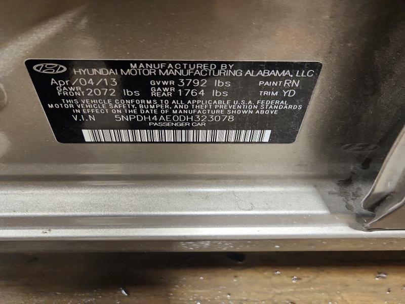 Продажа на аукционе авто 2013 Hyundai Elantra, vin: 5NPDH4AE0DH323078, номер лота: 60661216