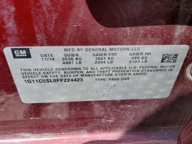 Aukcja sprzedaży 2015 Chevrolet Malibu, vin: 1G11C5SL8FF224423, numer aukcji: 60968176