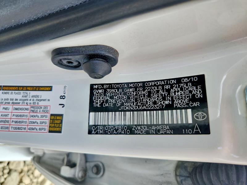 Продаж на аукціоні авто 2010 Toyota Prius, vin: JTDKN3DU6A0223217, номер лоту: 61055456