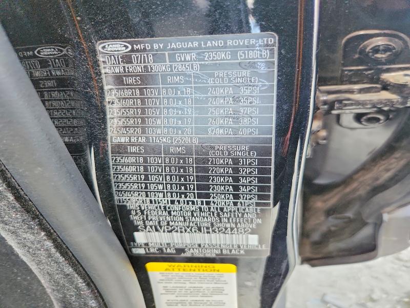 Aukcja sprzedaży 2018 Land Rover Range Rover Evoque, vin: SALVP2RX6JH324482, numer aukcji: 59047116