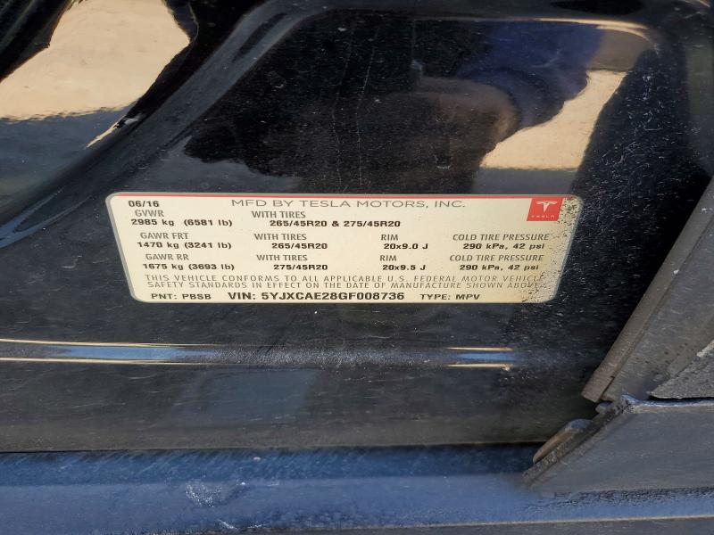 Продажа на аукционе авто 2016 Tesla Model X, vin: 5YJXCAE28GF008736, номер лота: 59703776