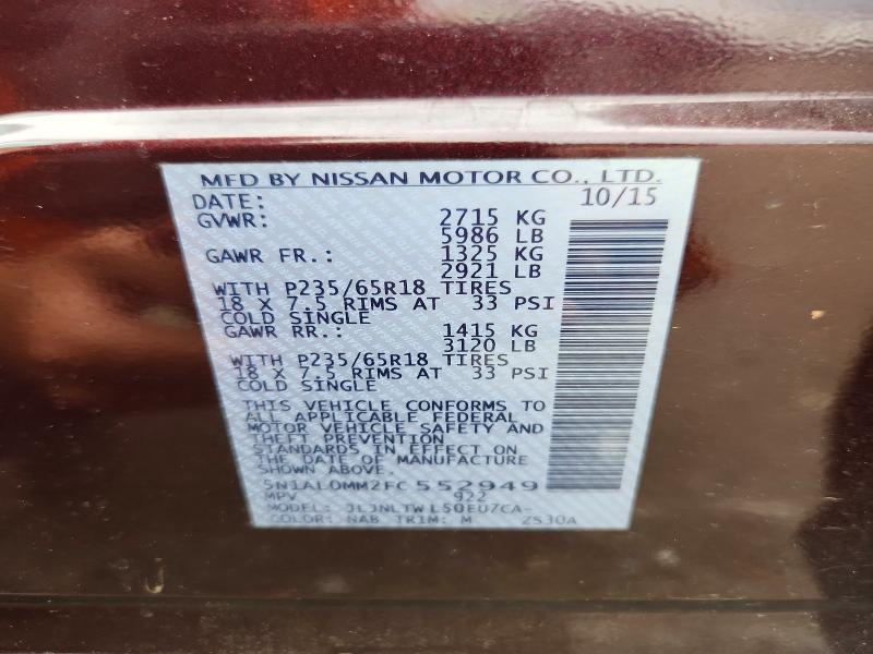 Продаж на аукціоні авто 2015 Infiniti Qx60, vin: 5N1AL0MM2FC552949, номер лоту: 59979226