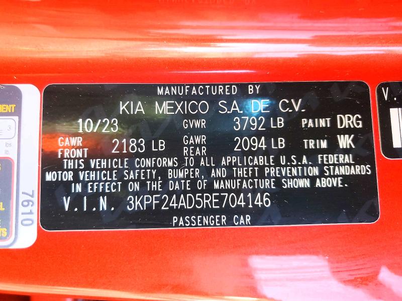 Aukcja sprzedaży 2024 Kia Forte, vin: 3KPF24AD5RE704146, numer aukcji: 62348376