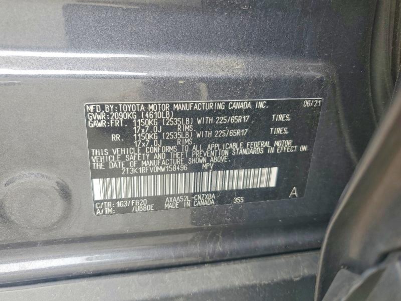 Aukcja sprzedaży 2021 Toyota Rav4, vin: 2T3K1RFV0MW158496, numer aukcji: 61879706